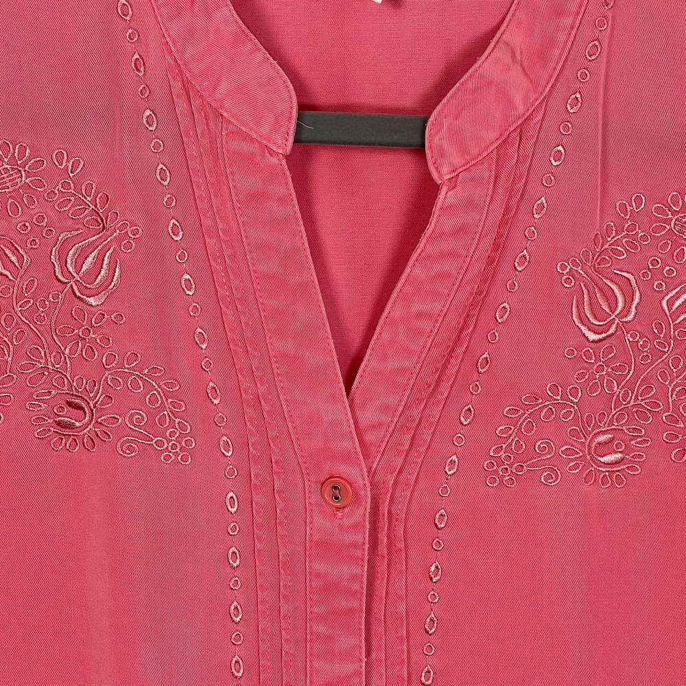 JM Collection Size 18 Rose Peony Pink Embroidered Tunic Blouse‎ Lyocell - Picture 8 of 13